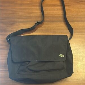 Lacoste Black Messenger Bag with Adjustable Strap